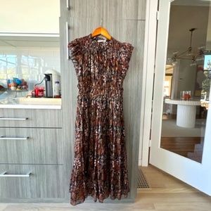 ULLA JOHNSON Renata Dress with lurex in Umber size 4